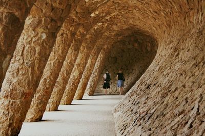 Rear view of tourist at guell park