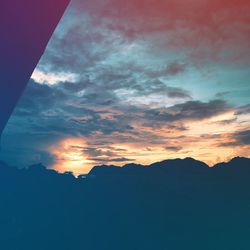 Low angle view of silhouette mountain against sky during sunset
