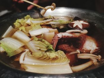 Close-up of meal served in bowl