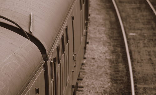 High angle view of train on railroad track