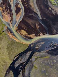 High angle view of water on land