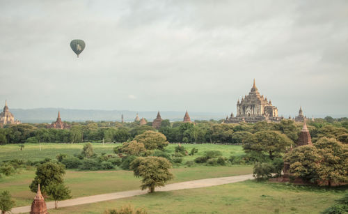 View of hot air balloon against sky