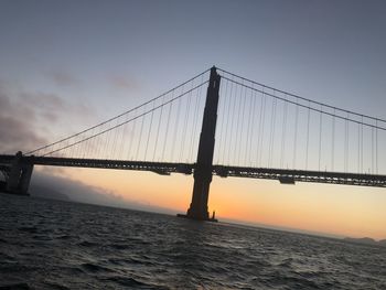 View of suspension bridge over sea