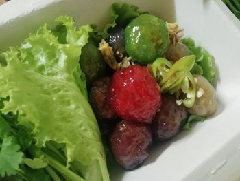 Close-up of salad served in plate