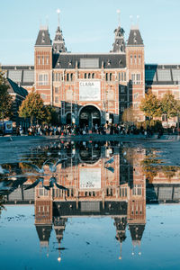 Reflection of buildings in water