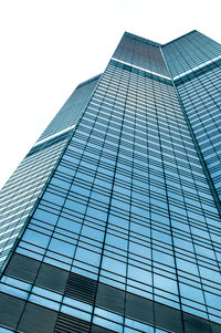 Low angle view of modern building against clear sky