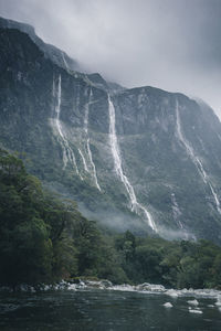 Scenic view of waterfall