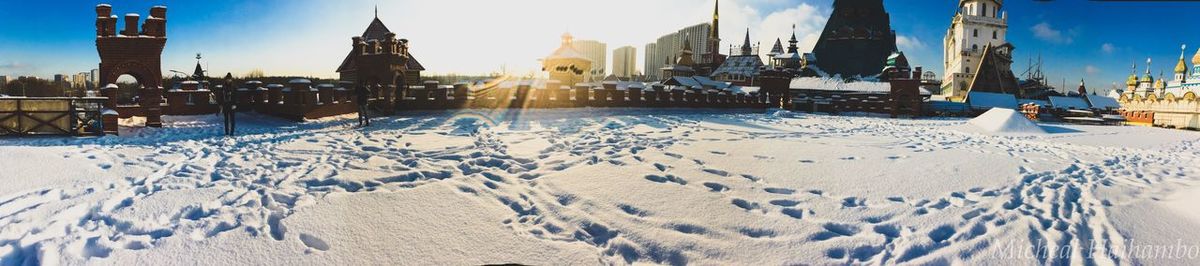 Panoramic view of city during winter