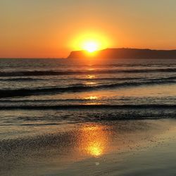 Scenic view of sea during sunset