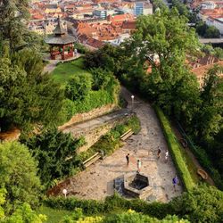 High angle view of town