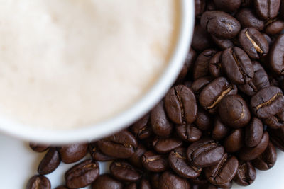 High angle view of coffee beans