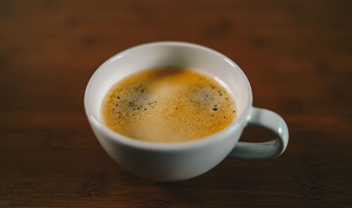 High angle view of coffee on table