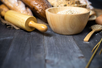 High angle view of food on table