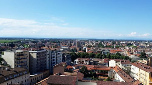 High angle view of townscape against sky