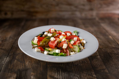 Close-up of salad in plate on table