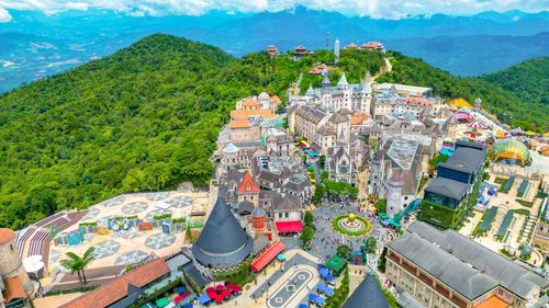 High angle view of townscape against sky