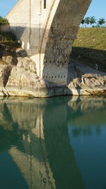 Reflection of built structure in water