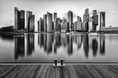 Reflection of buildings in city