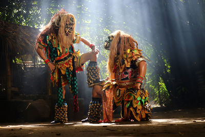 The portrait of performer rampak buto traditional folk dance