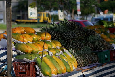 Close-up of fruits at market for sale