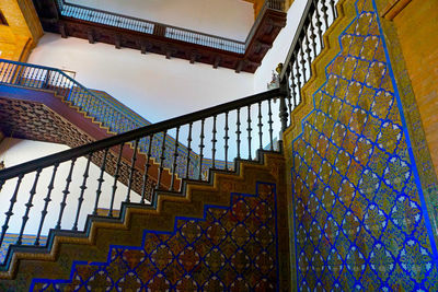 Low angle view of spiral staircase of building