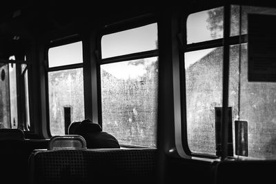 View of train through window