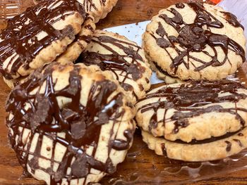 High angle view of cookies