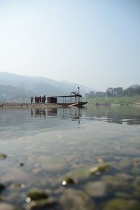 Scenic view of calm sea against clear sky