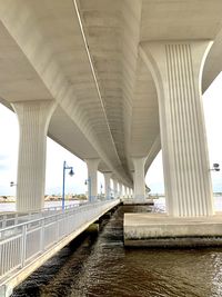 View of bridge over river in city