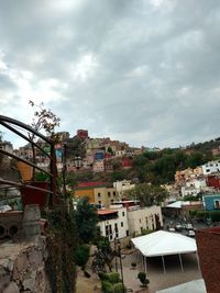 High angle view of townscape against sky