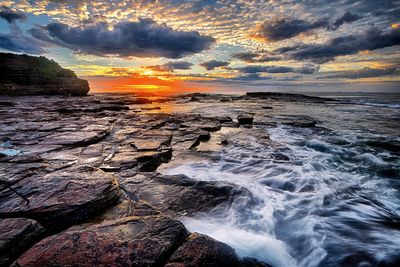 Scenic view of sea during sunset