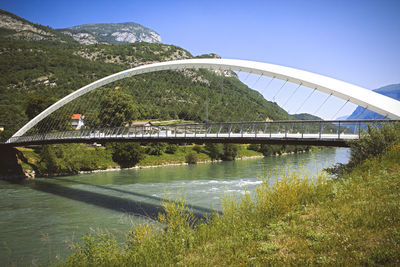 Bridge over river against sky