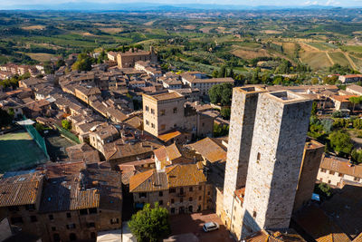 View from the top of the main tower, city of san gimignano, tuscany