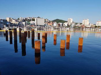 Reflection of buildings in water