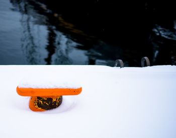 Snow covered riverbank