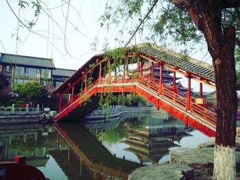 Bridge over river against sky