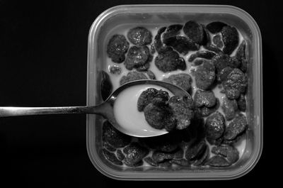 High angle view of breakfast in plate
