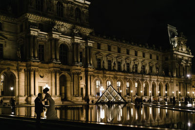 View of historical building at night