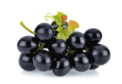 Close-up of grapes against white background