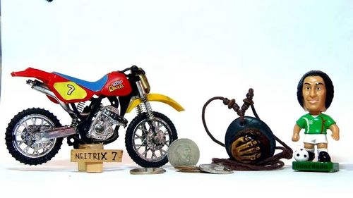 View of various toys against white background