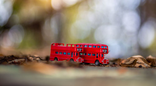 Close-up of toy car