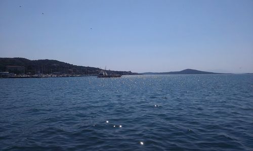 View of calm sea against clear sky