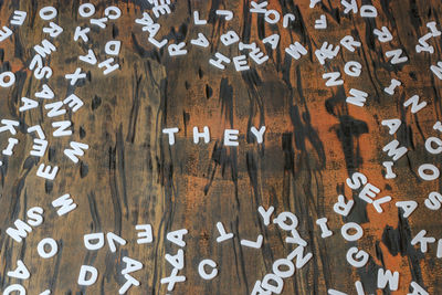 Full frame shot of text on wood