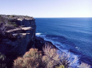 Scenic view of sea against clear sky