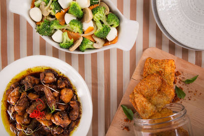 Close-up of food in plate on table