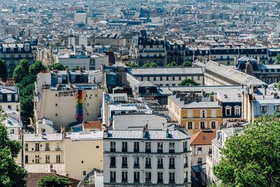 High angle view of buildings in city