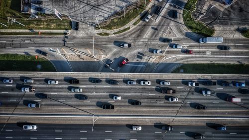 High angle view of traffic on road