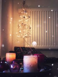 Close-up of illuminated christmas lights