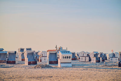 Scenic view of beach against clear sky