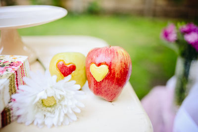 Close-up of fruits on table